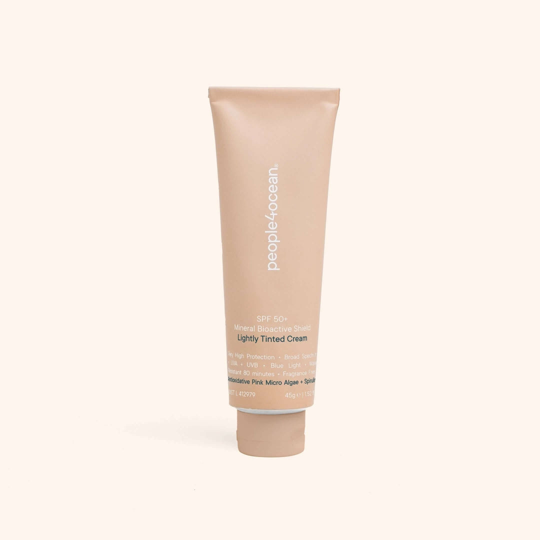 SPF 50+ tinted face cream fragrance free Reef safe sunscreen