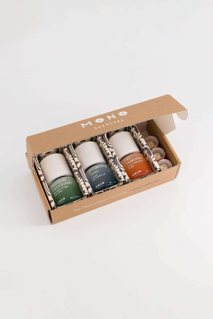 Sustainable ethical Mono Skin natural skincare discover set