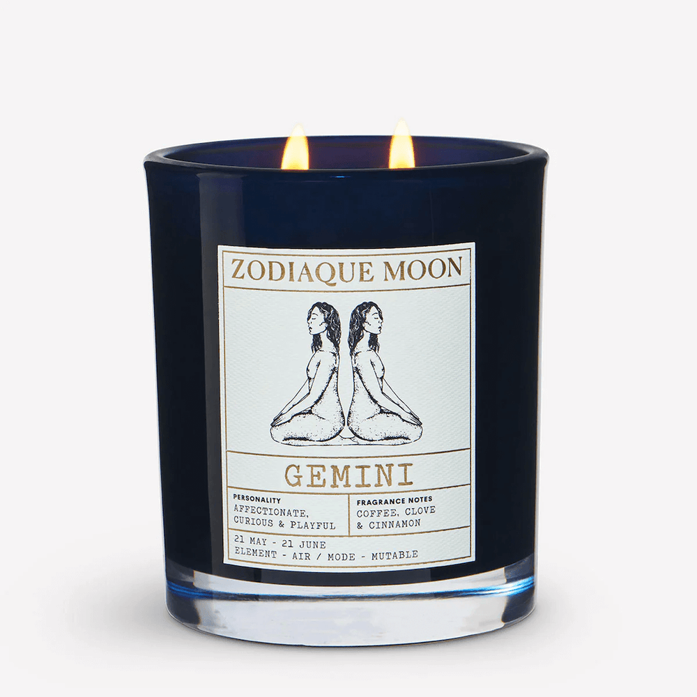 gemini home candle fragrance notes of coffee, clove, cinnamon zodiaque moon