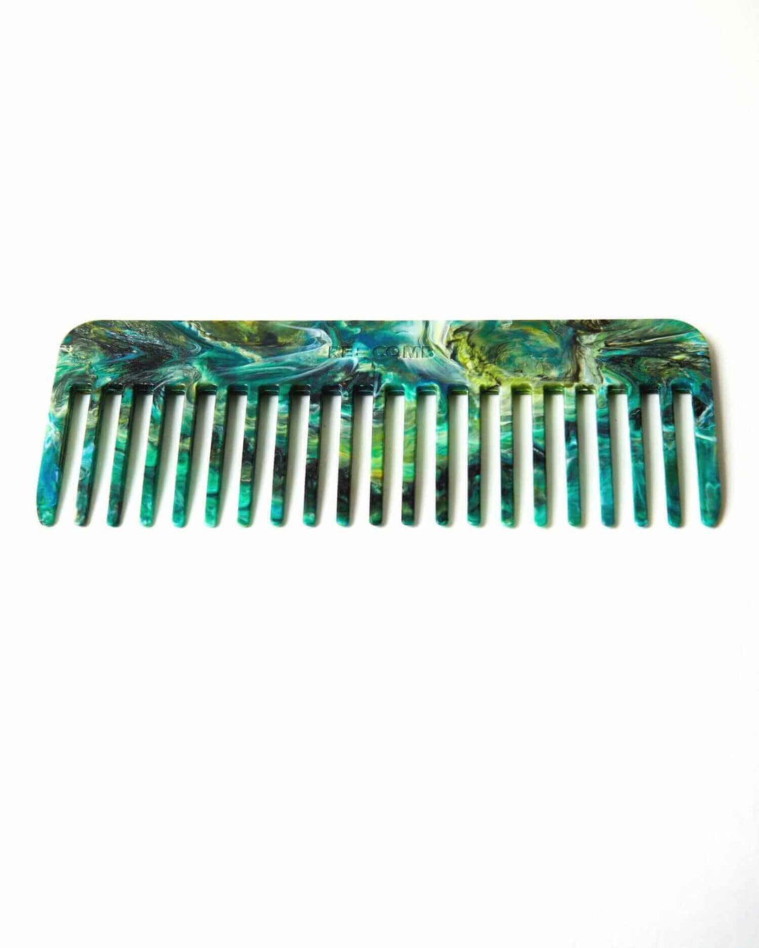 wide tooth hair comb re=comb blue and green sustainable accessories