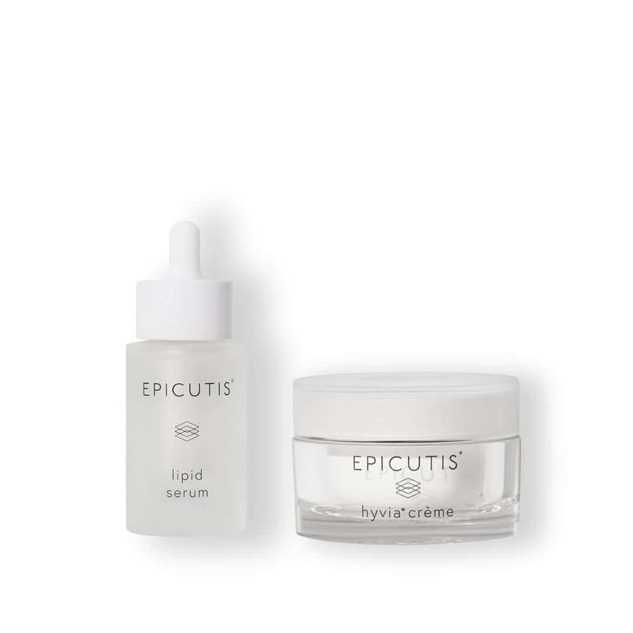 Luxury Epicutis Skincare Set featuring lipid serum and hyvia crème, formulated for sensitive skin relief.