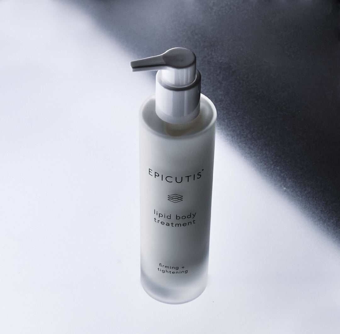 Epicutis lipid body treatment bottle for firming and tightening skin, providing intense hydration for a luxurious skincare routine.