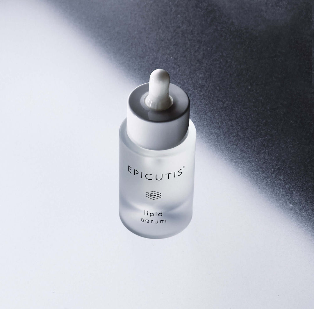 Epicutis lipid serum in a sleek bottle, designed for gentle, healing skincare.