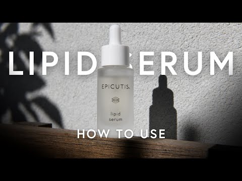 Lipid Serum from Epicutis displayed with usage instructions, showcasing its healing benefits for sensitive skin.