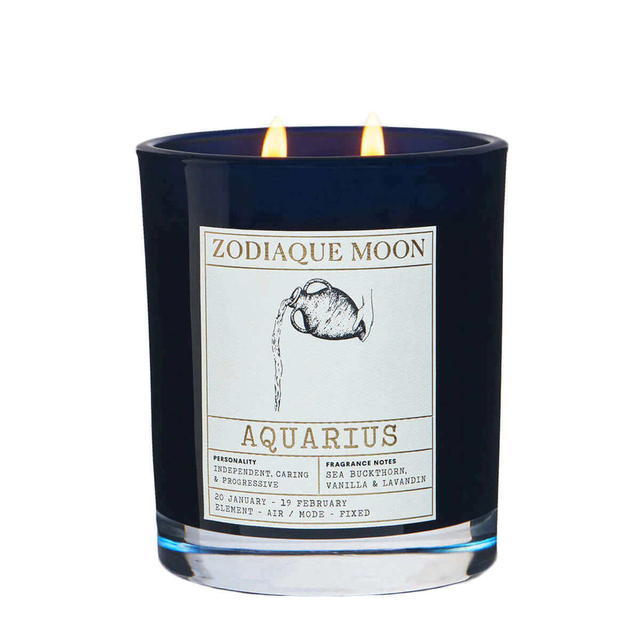 Aquarius natural soy candle fragrance notes sea buckthorn, vanilla and lavandin