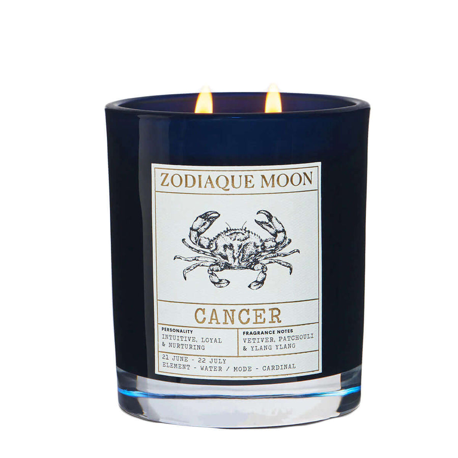 Cancer zodiac natural candle fragrance notes vetiver patchouli ylang ylang