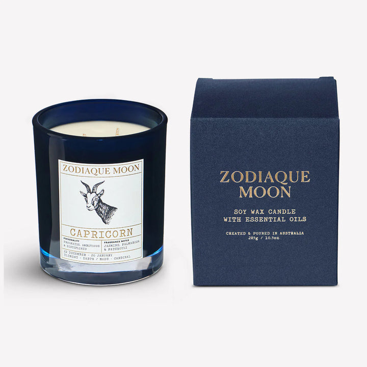 Capricorn customised natural candle with fragrance notes of jasmine, pelmarosa, patchouli